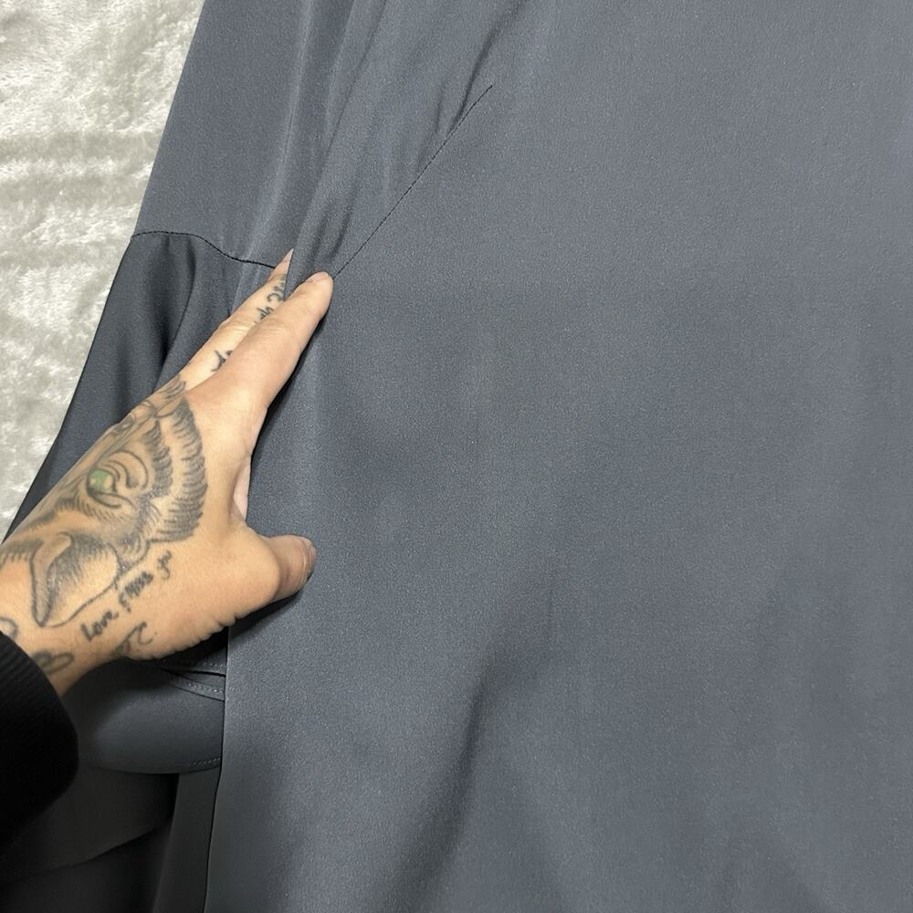 Milly Nicole Bell Sleeve Silk Mini Dress Womens Size 4 Dark Gray Whimsigoth USA - Picture 2 of 11